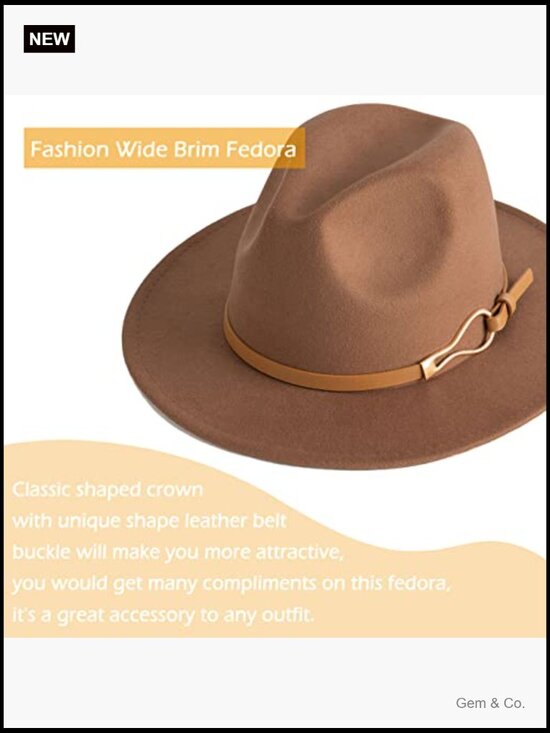 Wide Brim Fedora Floppy Panama Hat with Belt Buckle Adjustable main image 4